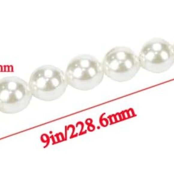 9-Inch Length Faux Pearl Beads Chain Handbag Pearl Handle Chain Strap 20mm with - Picture 2 of 4